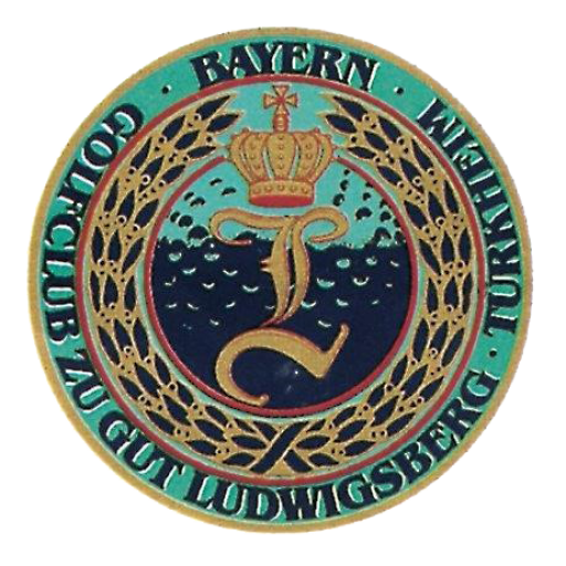 Emblem des Golf-Club zu Gut Ludwigsberg, Bayern – historisches Wappen mit Krone und Lorbeerkranz, Türkheim