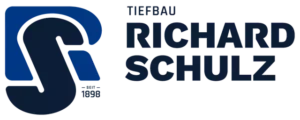 Logo Tiefbau Richard Schulz – Bauunternehmen für Tiefbau und Infrastruktur, RS-Emblem in Blau